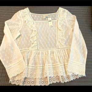 Ivory Eyelet Boho Peplum Anthropologie Top